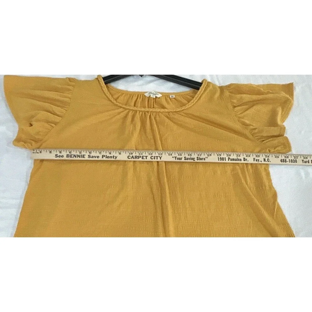 Max Studio London Yellow Knit Round Neck Short Sleeve Pullover Blouse 1X 0084 - Picture 8 of 12